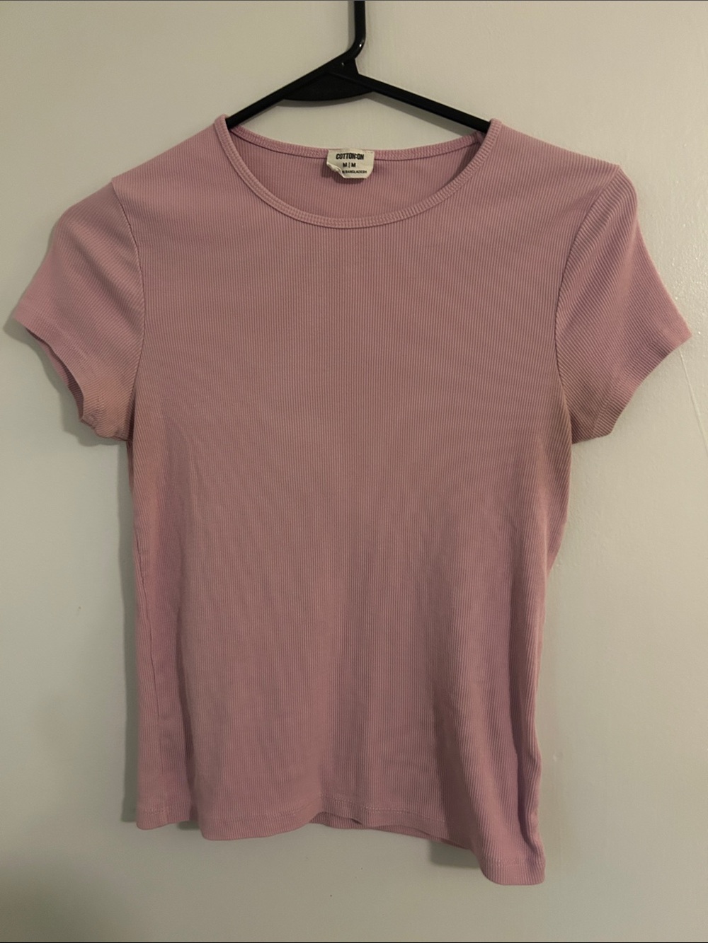 Cotton On Mauve Ribbed Short Sleeve Tee